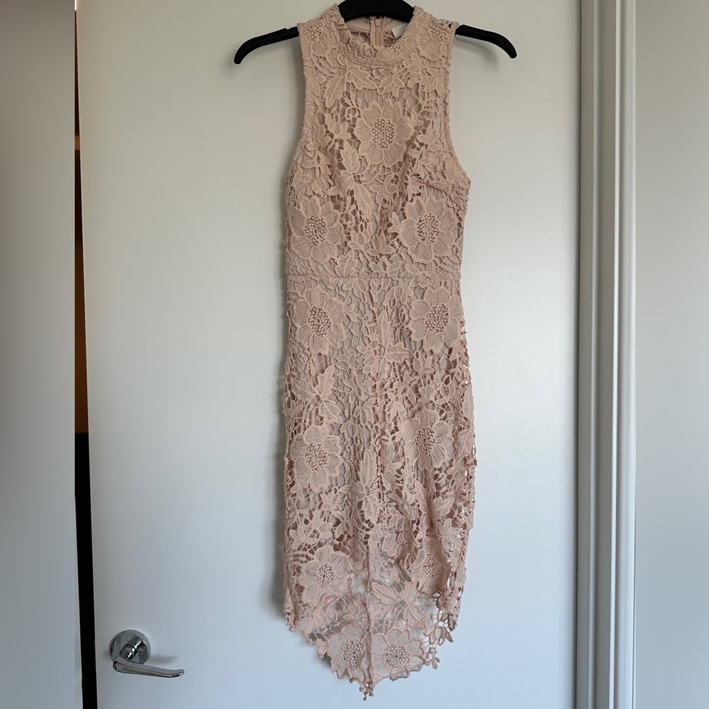 Astr The Label Floral Lace Midi Dress in Blush | Size XS